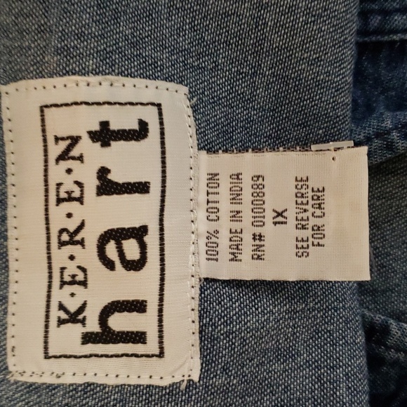 Keren Hart. NWT. Denim Jacket; Mandrin Collar; Ruffled Hemline. Size 1X - Picture 12 of 15